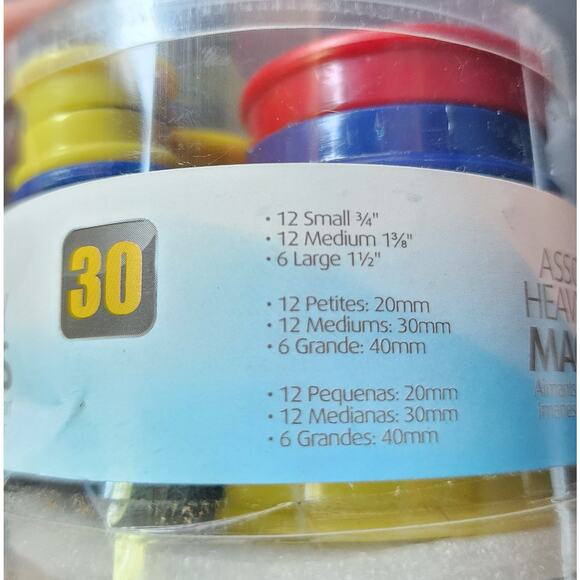 New Office Mate Heavy Duty Magnets Clips Assorted Sizes Colors 30 Pack - Picture 3 of 3